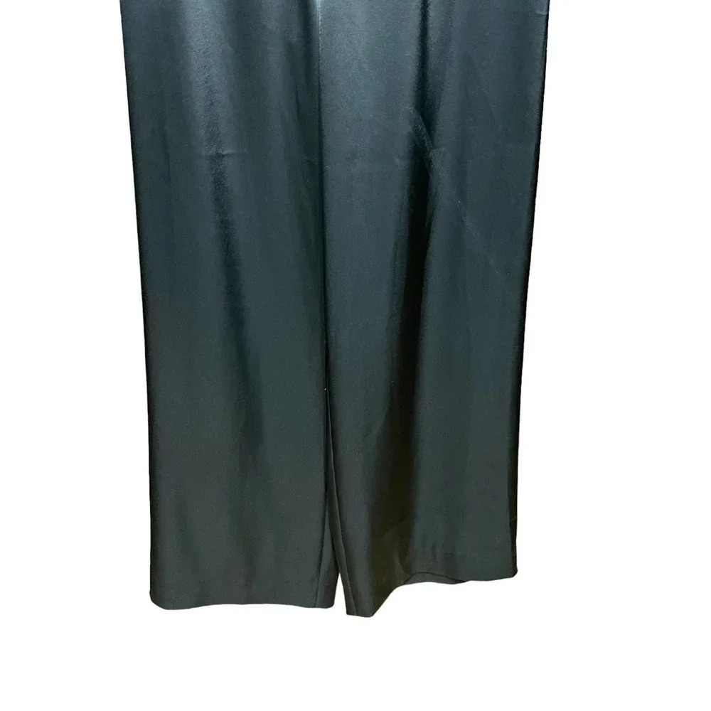St. John Caviar Black Silky Wide-Leg Trouser Pants‎ Size 4 - Picture 7 of 10